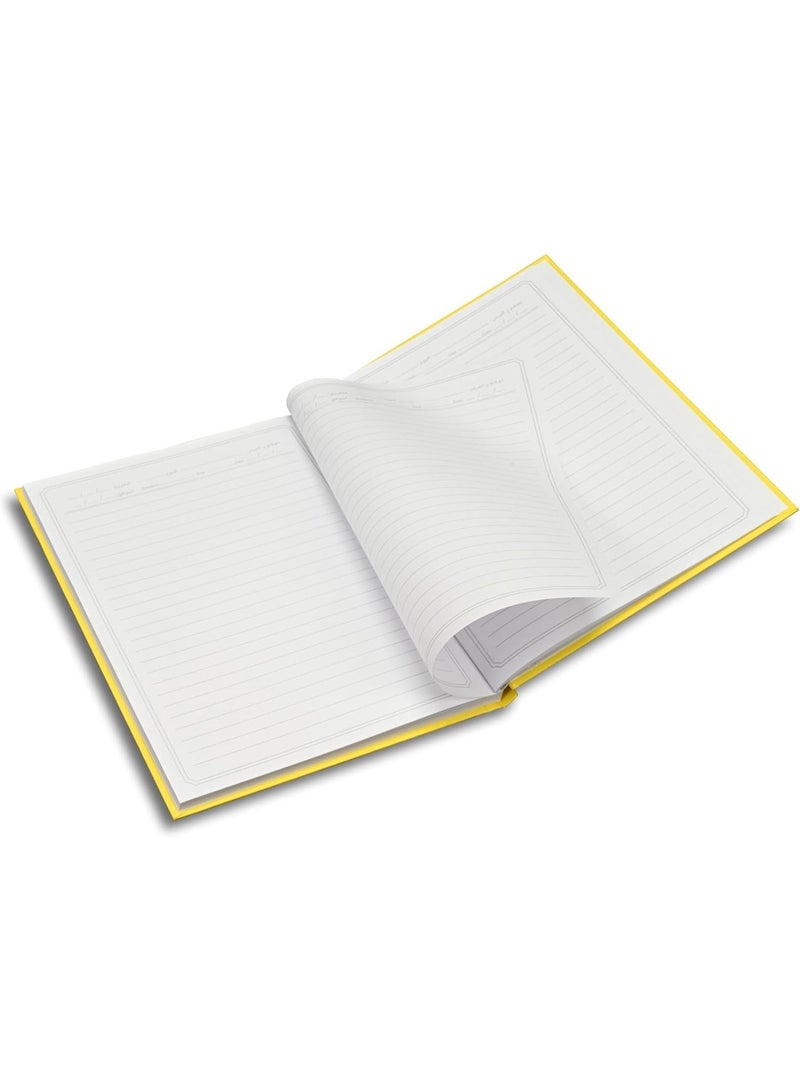 FIS Oman Design, Hard Cover Notebook, Glued Binding, Size 180x250mm, 80 Sheets, 160 Pages, White Paper, Single Ruled with Border, Arabic, Packet of 5 Pieces, Neon Lemon Color-FSNBOM80NLE - Image 5
